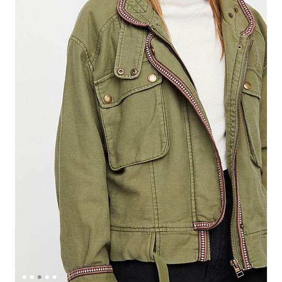 BNWT Free People Olive Flight Line Cotton Bomber - Picture 5 of 6